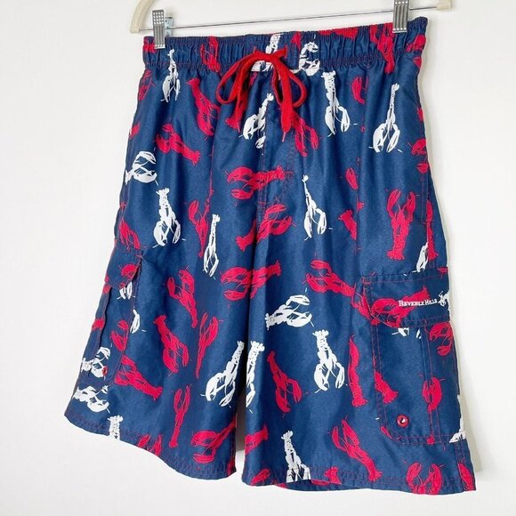 Beverly Hills Polo Club Swim Trunks Mens Size Medium Lined Lobster Print - Picture 3 of 8